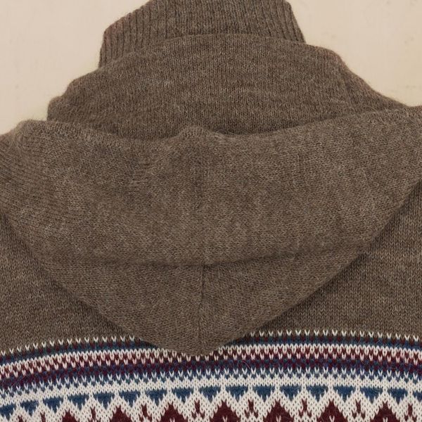 Alternate image for Mens 100 Alpaca Brown Geometric Hoodie Jacket from Peru Aventura