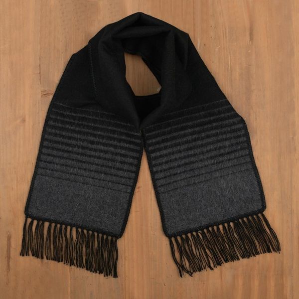 Alternate image for Striped Grey and Black Unisex Scarf Sleek Stripes