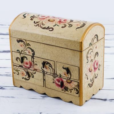 Alternate image for Handcrafted Wood Mini Chest of Drawers Rose Bouquet