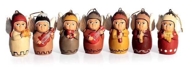 Alternate image for Christmas Holiday Ceramic Angel Ornaments Set of 7 Angel Orchestra