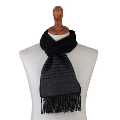 Alternate image for Striped Grey and Black Unisex Scarf Sleek Stripes