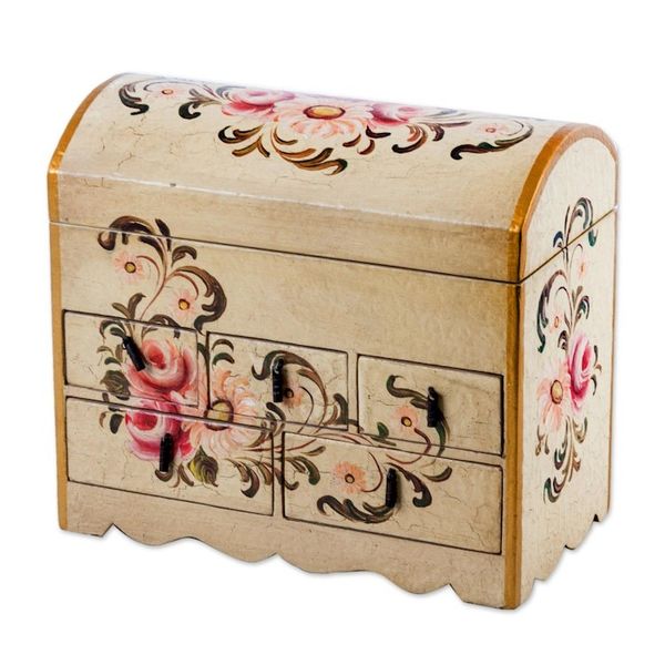 Alternate image for Handcrafted Wood Mini Chest of Drawers  Rose Bouquet