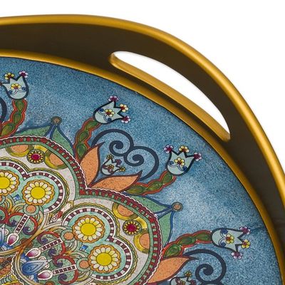 Alternate image for Hand Painted Glass Serving Tray with Mandala Motif Creative Mandala
