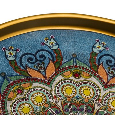 Alternate image for Hand Painted Glass Serving Tray with Mandala Motif Creative Mandala