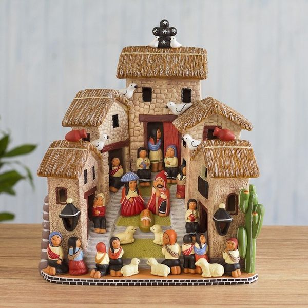 Alternate image for Handcrafted Ceramic Art Andean Town Scene Figurine Our Andean Town