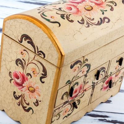 Alternate image for Handcrafted Wood Mini Chest of Drawers Rose Bouquet