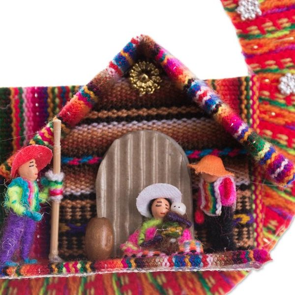 Alternate image for Fabric Nativity Scene Ornament Handcrafted in Peru Happiness in the Andes