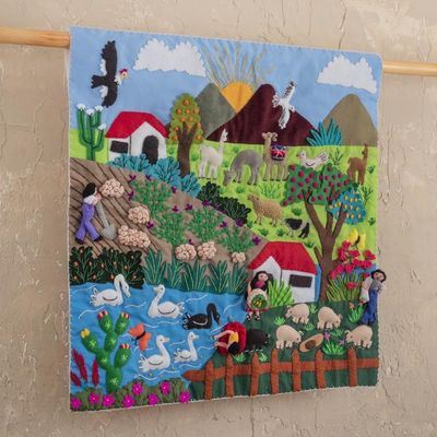 Alternate image for Multicolored Applique Wall Hanging Andean Dawn