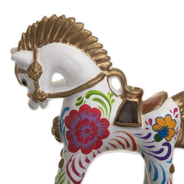 Alternate image for Hand Painted Ceramic Pucara Horse Figurine from Peru White Pucara Horse