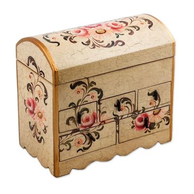Alternate image for Handcrafted Wood Mini Chest of Drawers Rose Bouquet