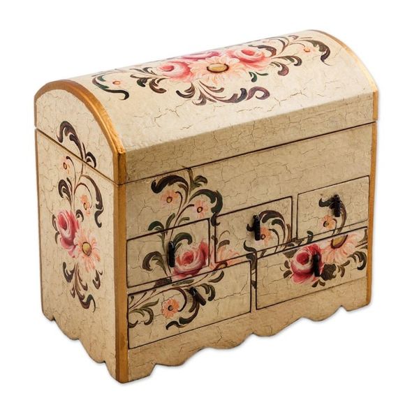 Alternate image for Handcrafted Wood Mini Chest of Drawers  Rose Bouquet