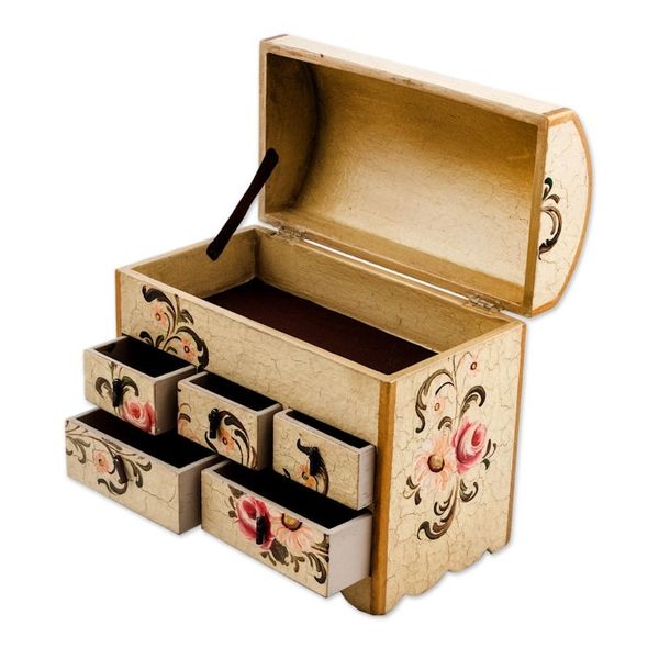 Alternate image for Handcrafted Wood Mini Chest of Drawers  Rose Bouquet