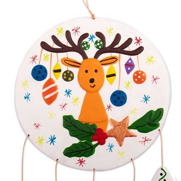 Alternate image for Christmas Reindeer Ceramic Wall Art Handcrafted in Peru Dreamy Rudolph