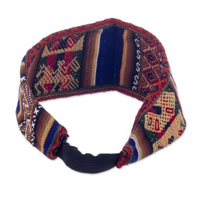 Alternate image for Acrylic Headband Crafted with Andean Textile in Vibrant Blue Road to the Andes