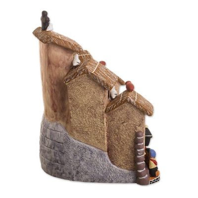 Alternate image for Handcrafted Ceramic Art Andean Town Scene Figurine Our Andean Town