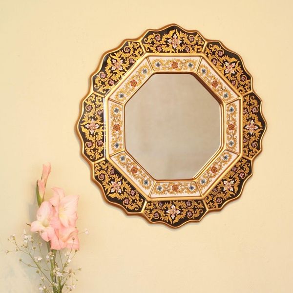 Alternate image for Hand Made Reverse Painted Glass Mirror Black Star
