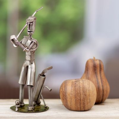 Alternate image for Recycled Auto Part Sculpture of A Golfer Crafted in Peru Golf Player