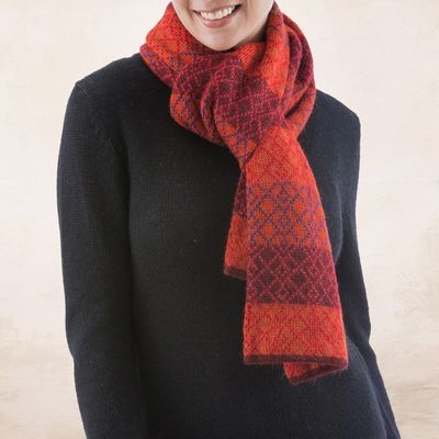 Alternate image for Alpaca Wool Patterned Scarf Diamond of the Andes