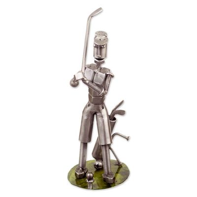 Alternate image for Recycled Auto Part Sculpture of A Golfer Crafted in Peru Golf Player