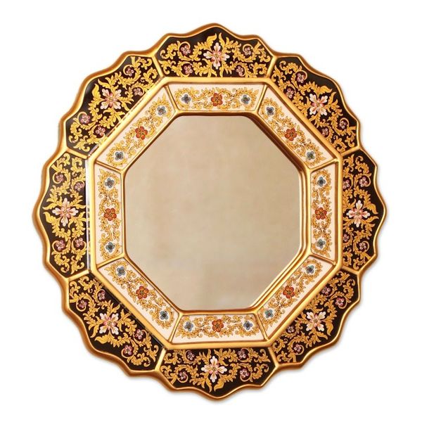 Alternate image for Hand Made Reverse Painted Glass Mirror Black Star