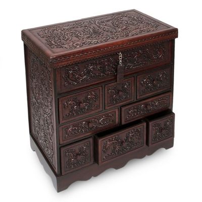 Alternate image for Tooled Leather Jewelry Box Handmade in Peru Travel Chest