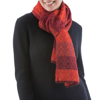 Alternate image for Alpaca Wool Patterned Scarf Diamond of the Andes