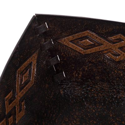 Alternate image for Pre-Hispanic Motif Handcrafted Tooled Leather Catchall Kuelap Memories