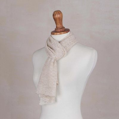 Alternate image for Textured 100 Baby Alpaca Wrap Scarf in Champagne from Peru Champagne Gossamer