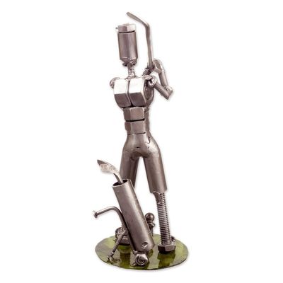 Alternate image for Recycled Auto Part Sculpture of A Golfer Crafted in Peru Golf Player