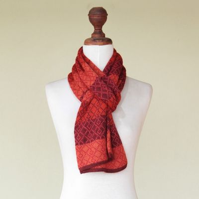 Alternate image for Alpaca Wool Patterned Scarf Diamond of the Andes