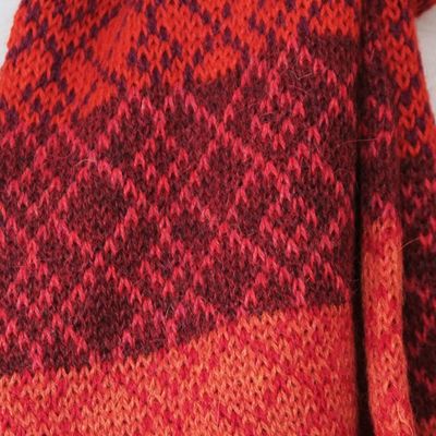 Alternate image for Alpaca Wool Patterned Scarf Diamond of the Andes