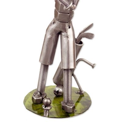 Alternate image for Recycled Auto Part Sculpture of A Golfer Crafted in Peru Golf Player