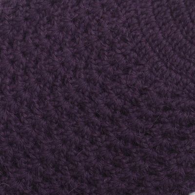 Alternate image for Hand Crocheted Deep Purple Alpaca Hat Deep Purple Stars Align