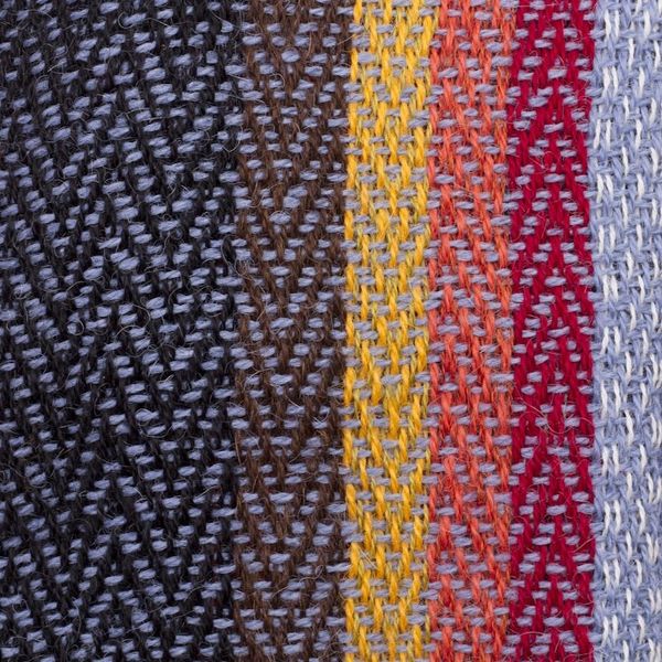 Alternate image for Soft Black with Colorful Stripes Handwoven 100 Alpaca Scarf Rugged Rainbow