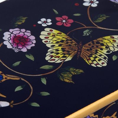 Alternate image for Reverse Painted Glass Butterfly Decorative Box in Black Glorious Butterflies in Black