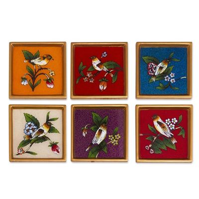Alternate image for Glass coasters Set of 6 Birds of Peace