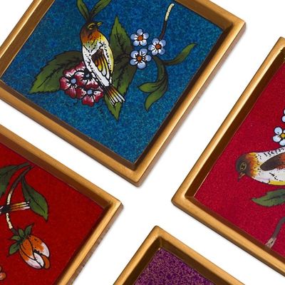 Alternate image for Glass coasters Set of 6 Birds of Peace