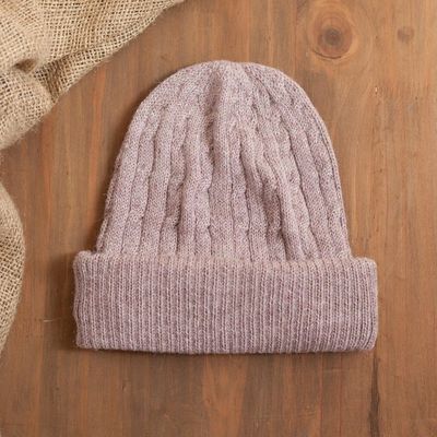 Alternate image for Dusty Rose Pink 100 Alpaca Soft Cable Knit Hat from Peru Comfy in Pink