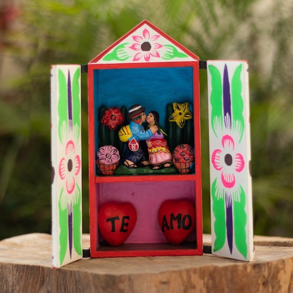 Romantic Folk Art Retablo 'Te Amo'