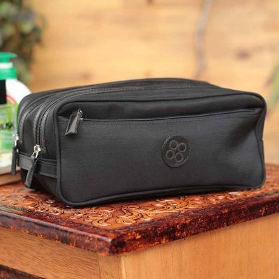 Alternate image for Handcrafted Mens Toiletries Travel Bag Andean Black