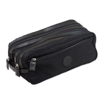 Alternate image for Handcrafted Mens Toiletries Travel Bag Andean Black