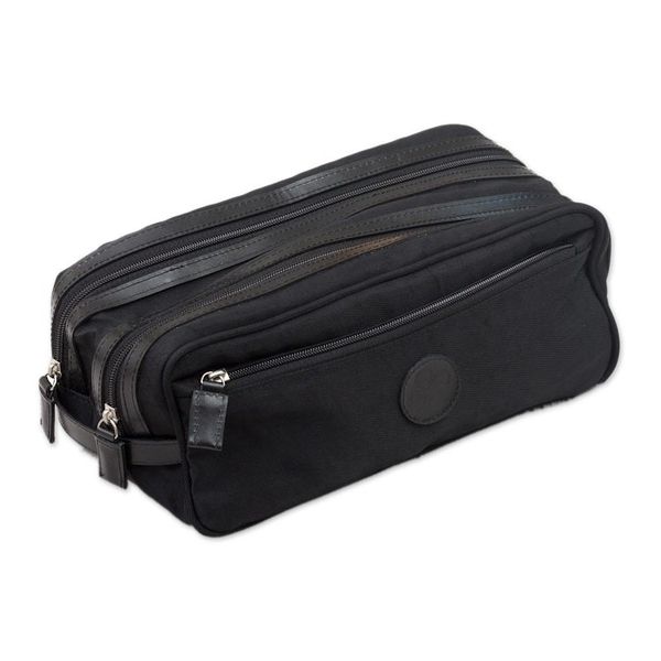 Alternate image for Handcrafted Mens Toiletries Travel Bag Andean Black