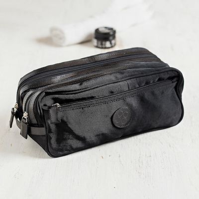 Alternate image for Handcrafted Mens Toiletries Travel Bag Andean Black