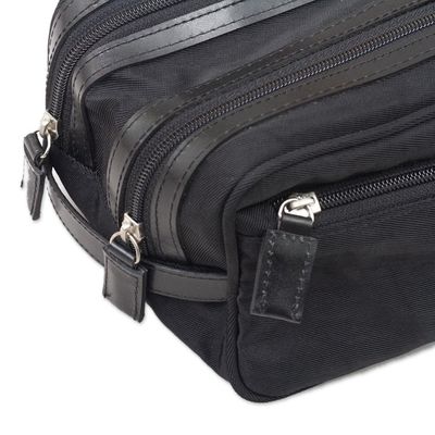 Alternate image for Handcrafted Mens Toiletries Travel Bag Andean Black