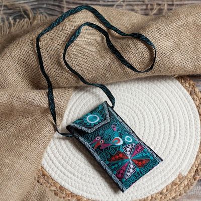 Alternate image for Embroidered Eyeglasses Bag in Black from Peru Embellished Beauty in Black