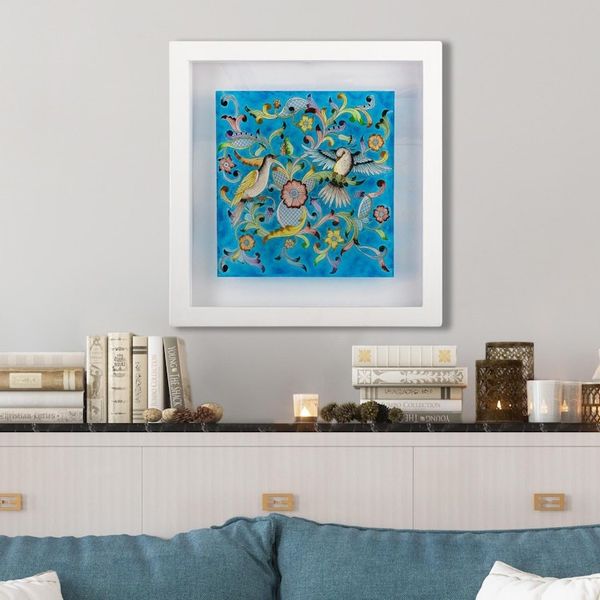 Alternate image for World Peace, Peruvian Hand Painted Reverse Glass Wall Art Flight of Calm