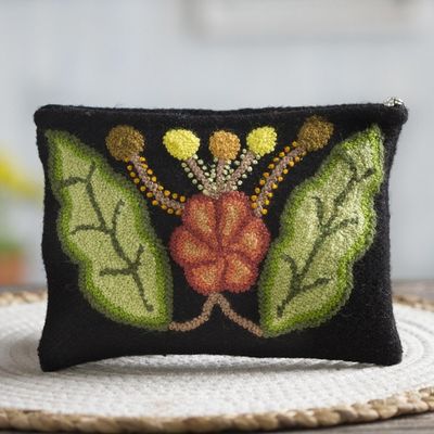 Alternate image for Embroidered Floral Wool Clutch from Peru Queen Flower