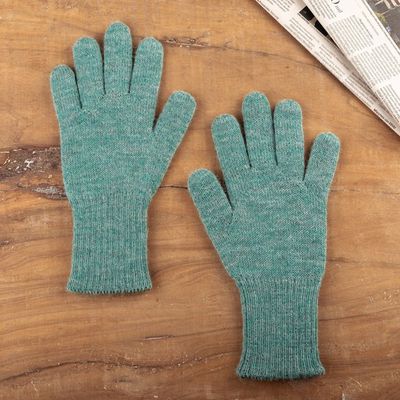 Alternate image for Knit Reversible Baby Alpaca Gloves in Turquoise and Green Turquoise Trends