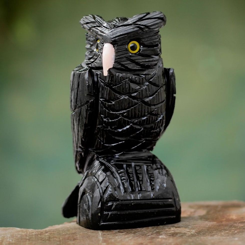 Onyx Bird Sculpture 'Owl Guardian'