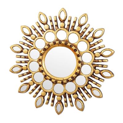 Alternate image for Gold Toned Wall Accent Mirror from Peru Golden Blossom